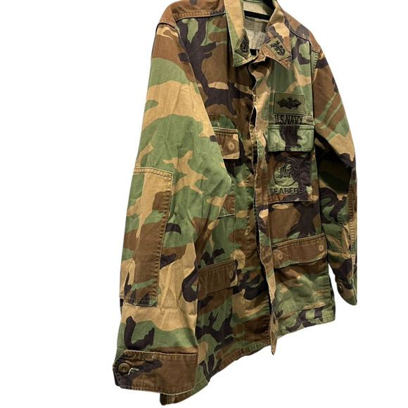 Navy Seabees Vintage 1998 Camo Combat Coat Size Medium Men's Embroidered Green - Picture 4 of 6